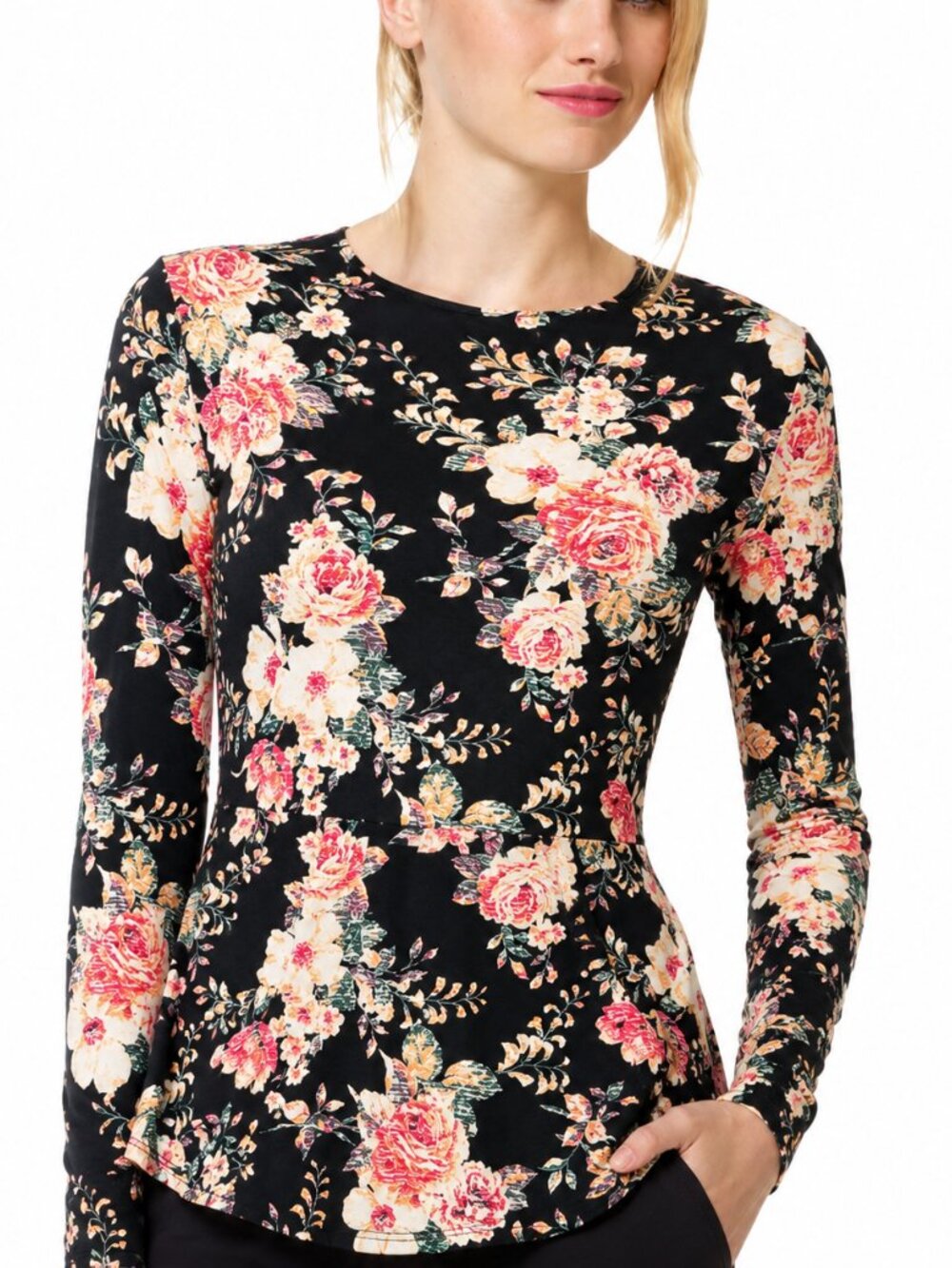 ARITZIA WILFRED Fabre Floral Peplum Long Sleeve Top, Small